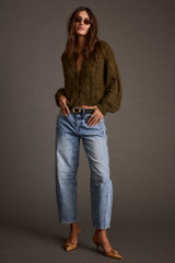 Archie Olive Cropped Cardigan