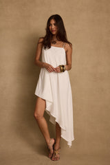 Ashlyn White Asymmetrical Midi Dress