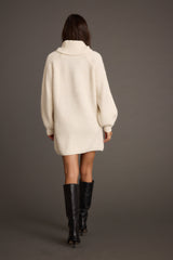 Beau Cream Turtleneck Sweater Mini Dress