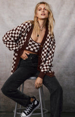 Beverly Brown Checkered Cardigan