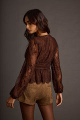 Callahan Mocha Lace Blouse