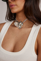 Camila Silver Flower Choker Necklace