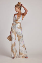 Genevieve Revolution Ivory Multi Jumpsuit