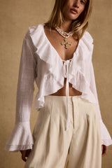 Guilliana White Ruffle Blouse