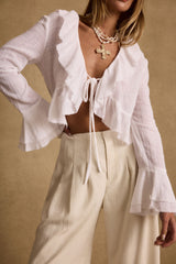 Guilliana White Ruffle Blouse