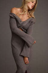 Gwyneth Grey Sweater Midi Dress