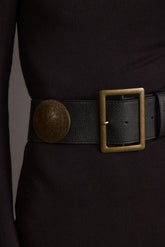 Greenwich Black Medallion Statement Belt