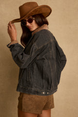 Hayes Washed Black Denim Barn Jacket