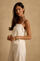 Halo Cream Satin Tank
