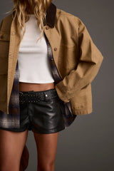 Steele Black Vegan Leather Shorts