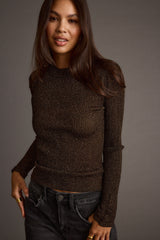 Mirage Gold Lurex Long Sleeve Top