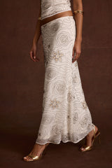 Julia White Beaded Maxi Skirt