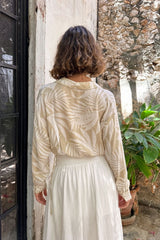 Kiana Beige Palm Print Wrap Top
