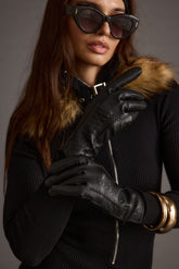 After Hours Black Vegan Leather Gloves