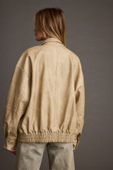 London Calling Light Taupe Oversized Faux Leather Jacket