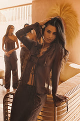 Layla Mocha Long Sleeve Top