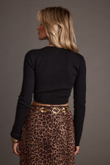 Malorie Black Cropped Ribbed Sweater