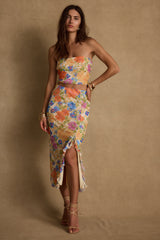 Marisol Floral Mesh Strapless Crop Top