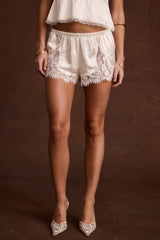 Late Night White Satin Shorts