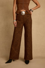 Milan Cognac Swirl Wide Leg Trouser