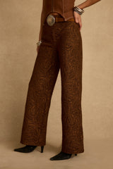Milan Cognac Swirl Wide Leg Trouser