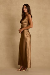 Mirabella Bronze Satin Maxi Dress