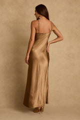 Mirabella Bronze Satin Maxi Dress