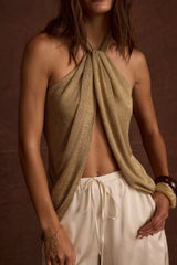 Moonlit Kiss Gold Lurex Halter Top