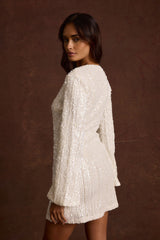 Nerina White Sequin Mini Dress