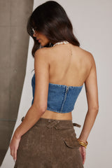 Niko Denim Strapless Top
