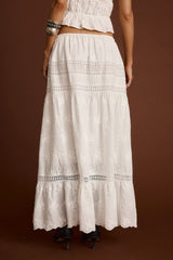 Nomad White Embroidered Maxi Skirt