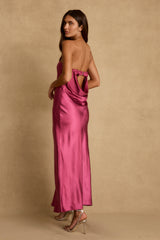 Natalia Fuschia Strapless Maxi Dress