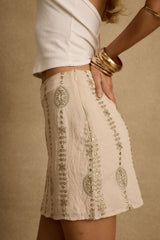 Ola Embroidered Linen Mini Skirt