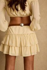 Panama Baby Yellow Chiffon Mini Skirt