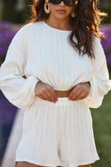 Portofino White Plisse Top