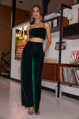Rhea Emerald Velvet Crop Top
