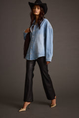Ryland Black Vegan Leather Flare Pants