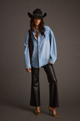 Rocky Light Denim Button Down Top