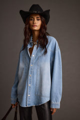 Rocky Light Denim Button Down Top
