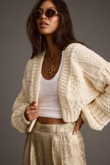 Rowan Cream Cable Knit Cardigan