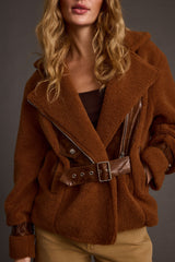 Slater Mocha Moto Sherpa Coat