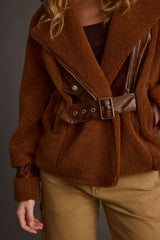 Slater Mocha Moto Sherpa Coat