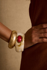 Solstice Gold and Stone Bangle Set