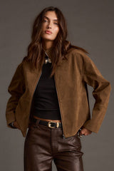 Sienna Brown Vegan Suede Jacket
