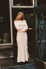 Simone White Off The Shoulder Sweater Maxi Dress