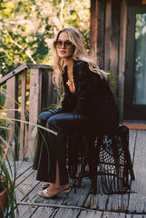 Stone Black Velvet Burnout Kimono