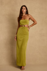 Sunspell Chartreuse Strapless Maxi Dress