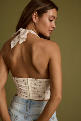 Tracy Eyelet Floral Halter Top