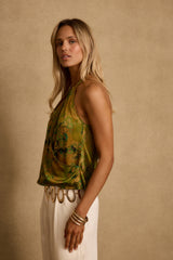 Wild Hibiscus Chartreuse Halter Top