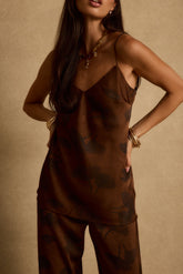 Yasmine Espresso Floral Satin Tank